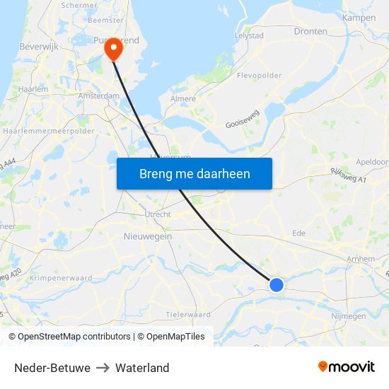 Neder-Betuwe to Waterland map