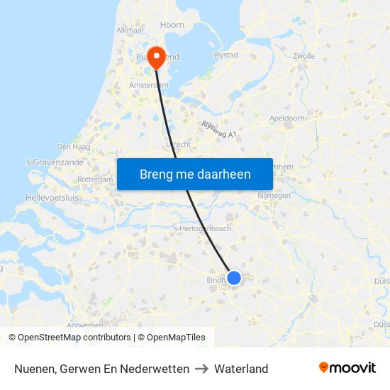 Nuenen, Gerwen En Nederwetten to Waterland map