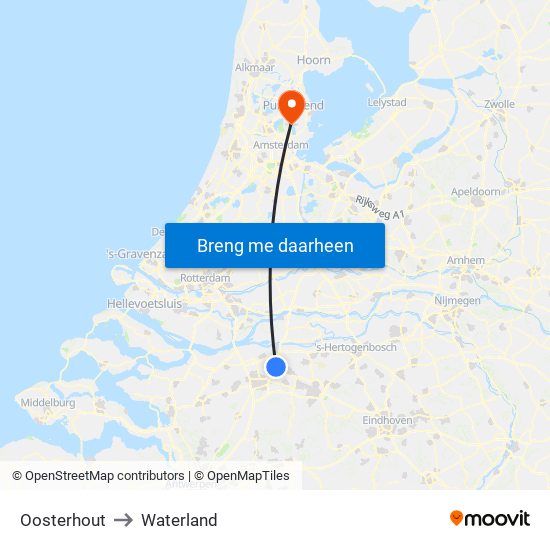 Oosterhout to Waterland map