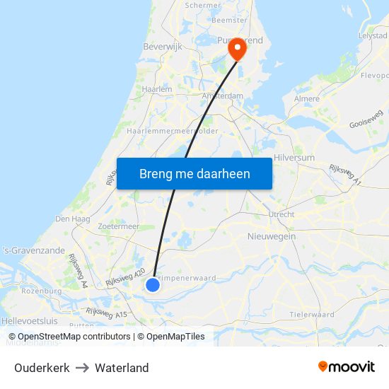 Ouderkerk to Waterland map