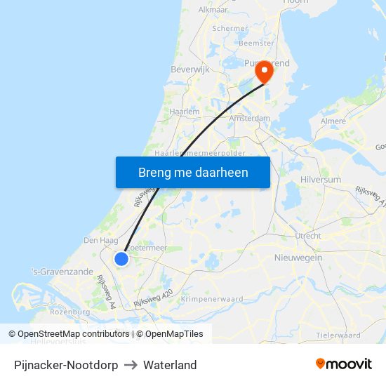 Pijnacker-Nootdorp to Waterland map