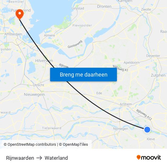 Rijnwaarden to Waterland map