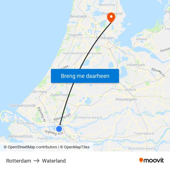 Rotterdam to Waterland map