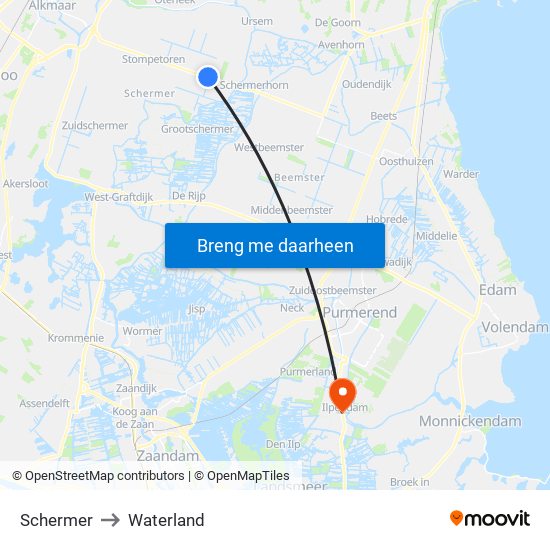 Schermer to Waterland map