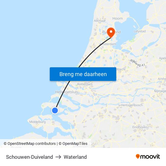 Schouwen-Duiveland to Waterland map