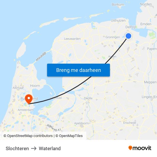 Slochteren to Waterland map