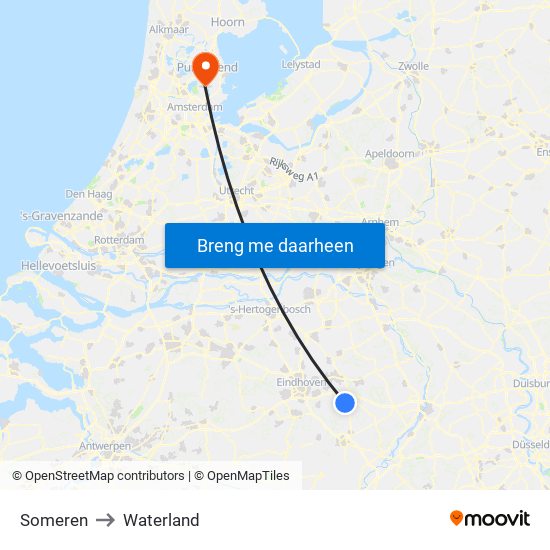 Someren to Waterland map