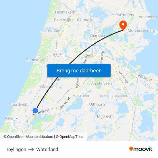 Teylingen to Waterland map