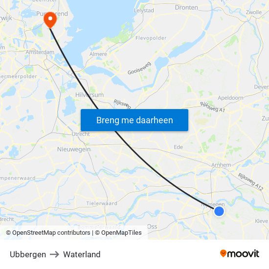 Ubbergen to Waterland map