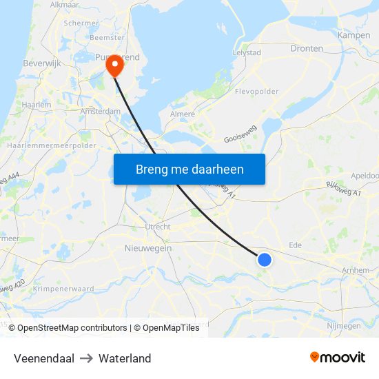 Veenendaal to Waterland map