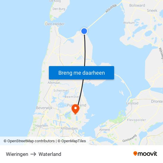 Wieringen to Waterland map