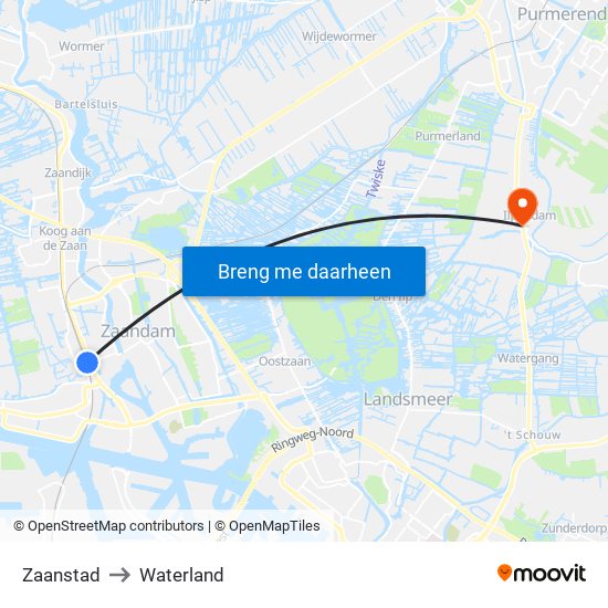 Zaanstad to Waterland map