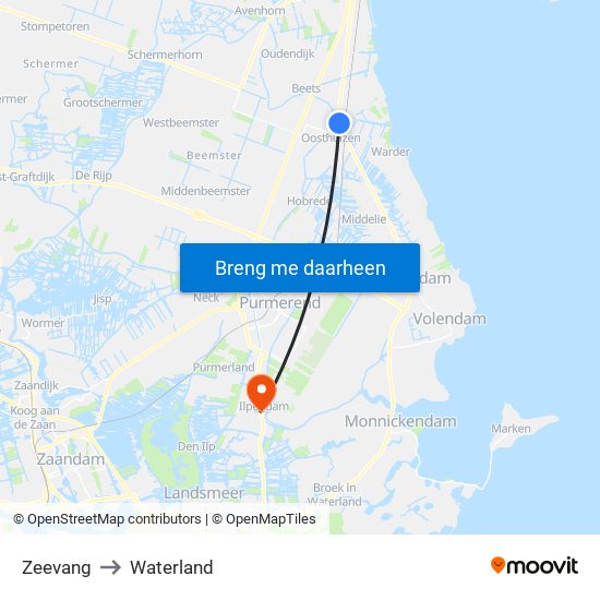 Zeevang to Waterland map
