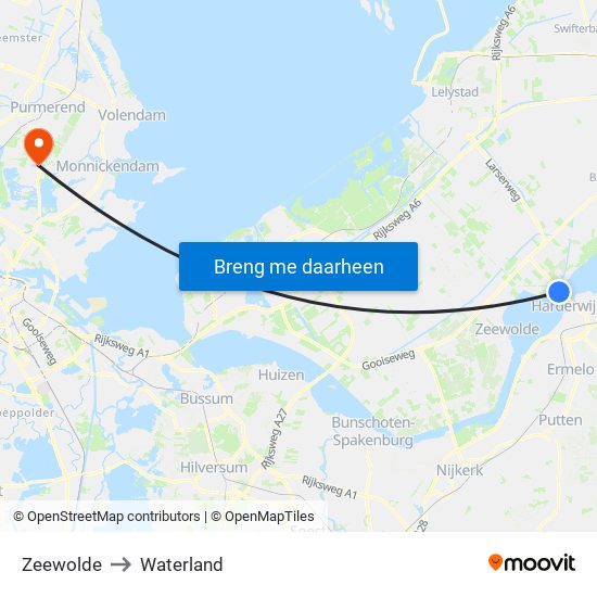 Zeewolde to Waterland map