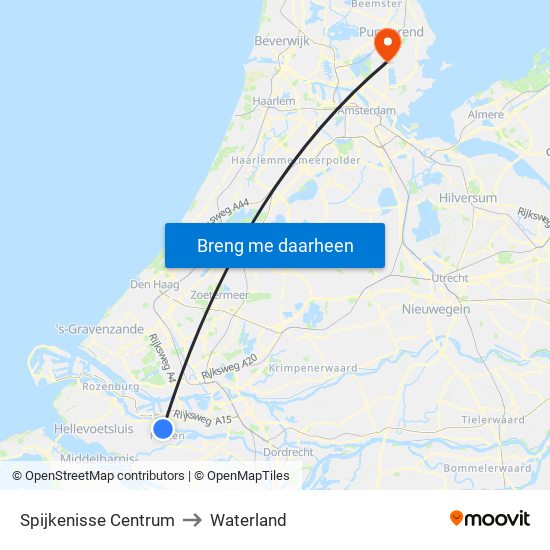 Spijkenisse Centrum to Waterland map