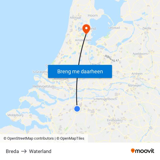 Breda to Waterland map