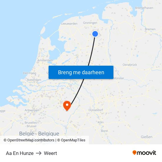 Aa En Hunze to Weert map