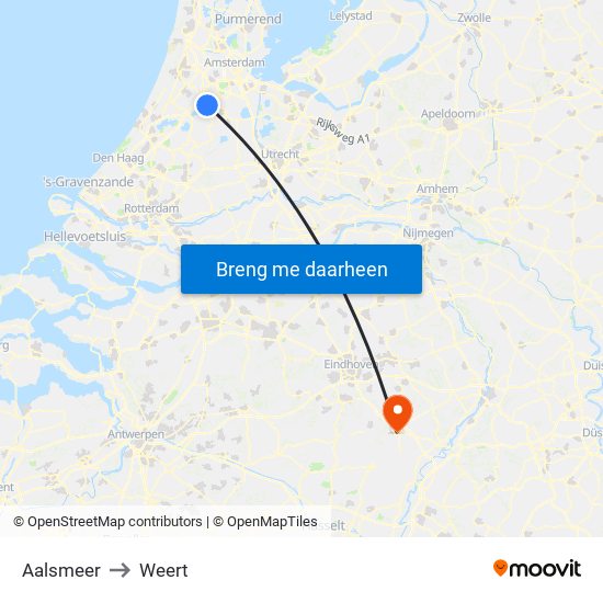 Aalsmeer to Weert map