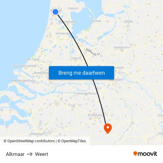 Alkmaar to Weert map