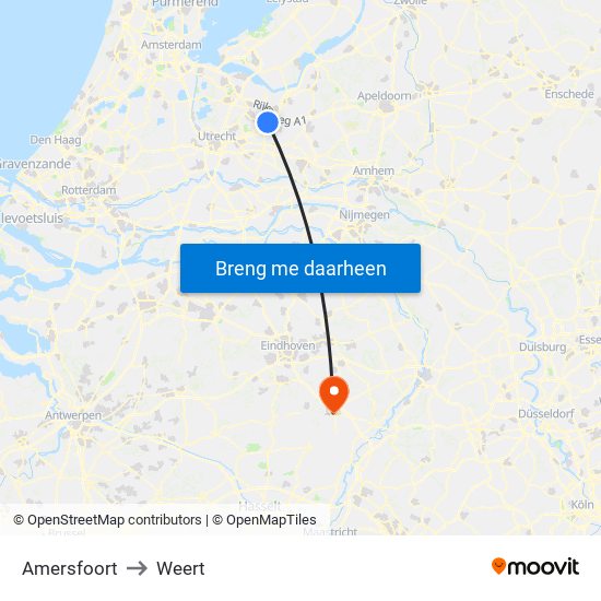 Amersfoort to Weert map