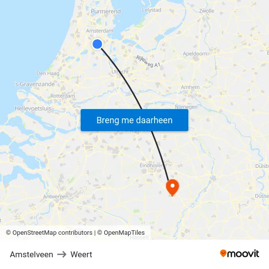 Amstelveen to Weert map