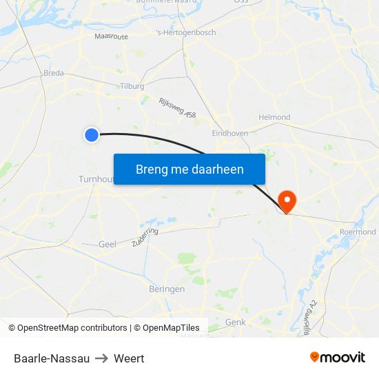 Baarle-Nassau to Weert map