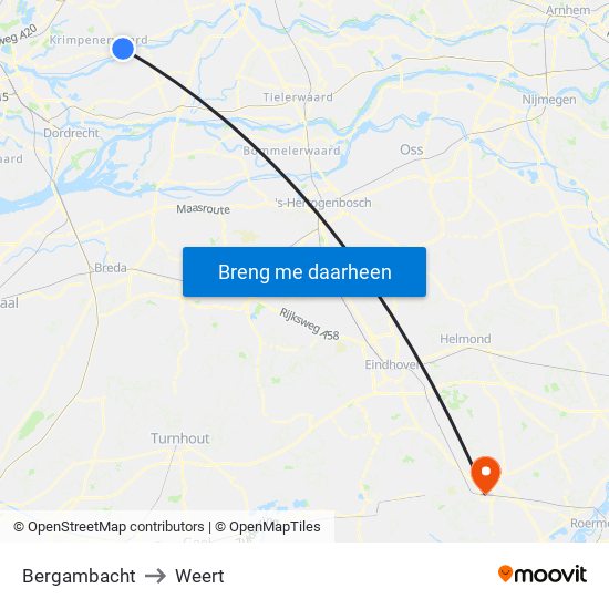 Bergambacht to Weert map