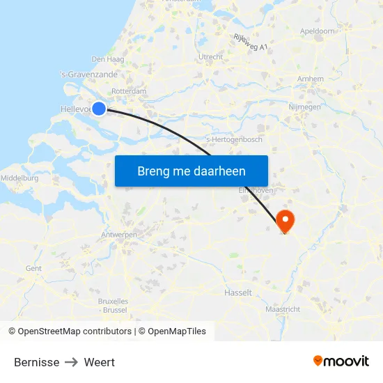Bernisse to Weert map