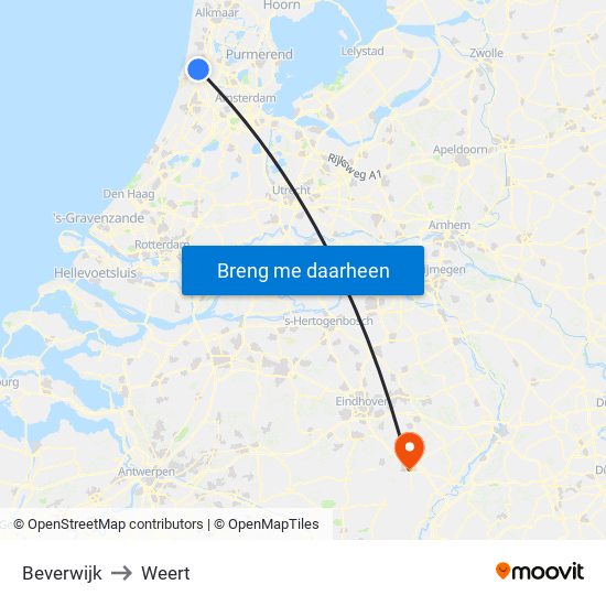 Beverwijk to Weert map