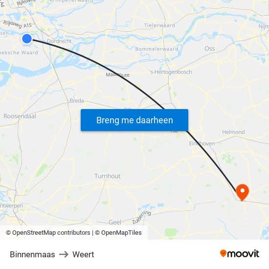 Binnenmaas to Weert map