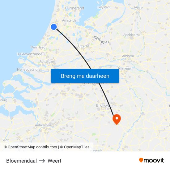 Bloemendaal to Weert map