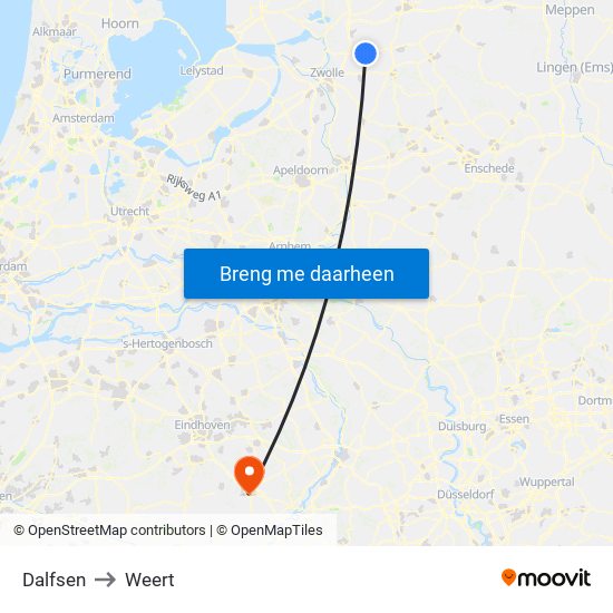 Dalfsen to Weert map