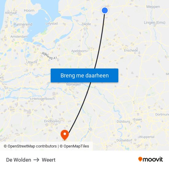 De Wolden to Weert map