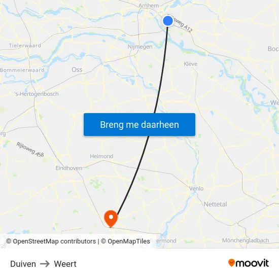 Duiven to Weert map