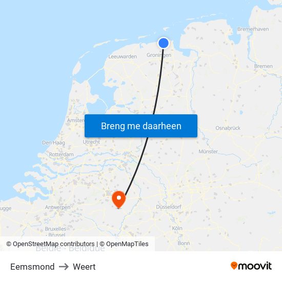 Eemsmond to Weert map