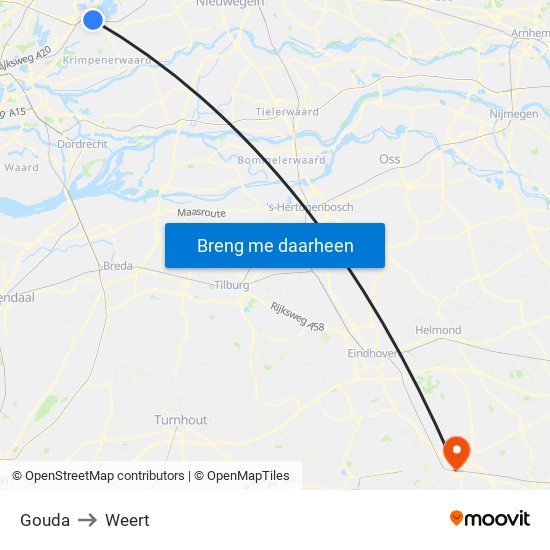 Gouda to Weert map