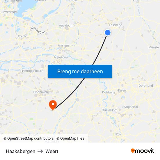 Haaksbergen to Weert map