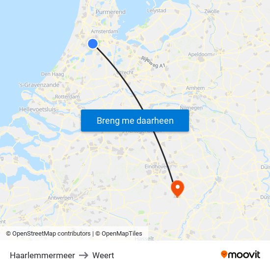 Haarlemmermeer to Weert map