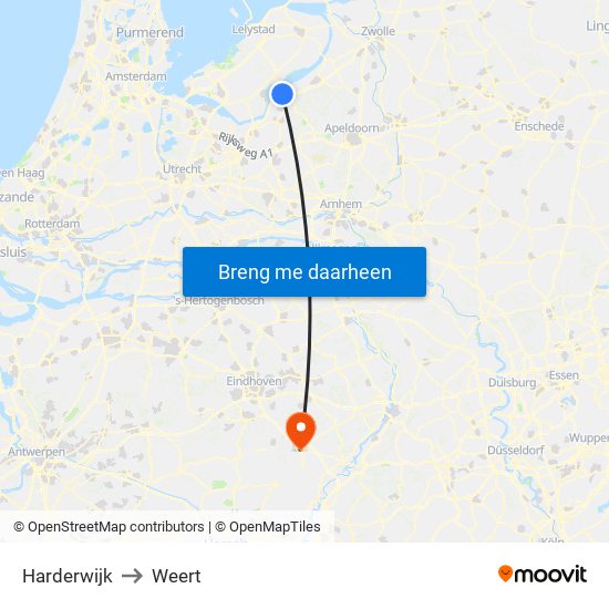 Harderwijk to Weert map