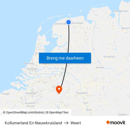 Kollumerland En Nieuwkruisland to Weert map