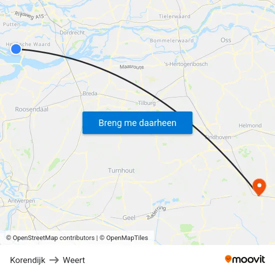 Korendijk to Weert map