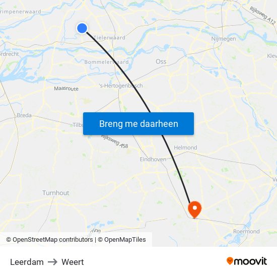 Leerdam to Weert map