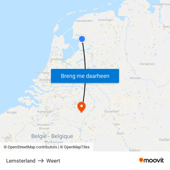 Lemsterland to Weert map