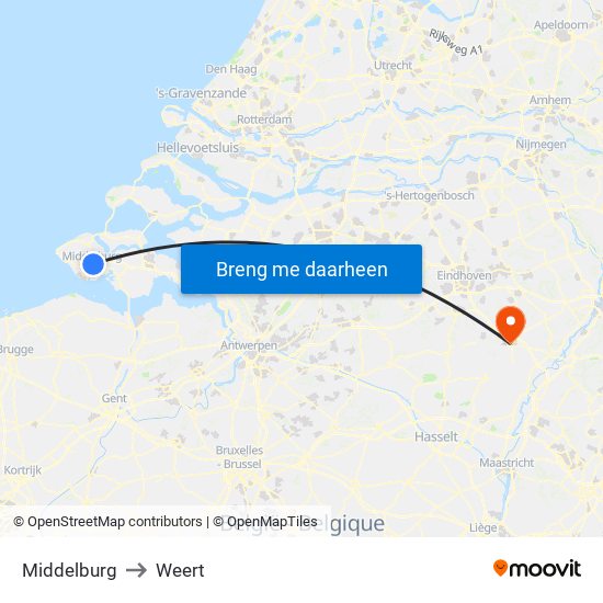 Middelburg to Weert map