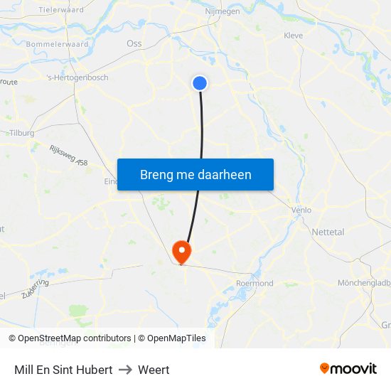 Mill En Sint Hubert to Weert map