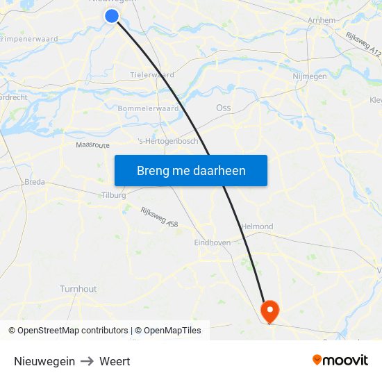 Nieuwegein to Weert map