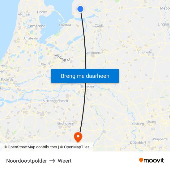 Noordoostpolder to Weert map