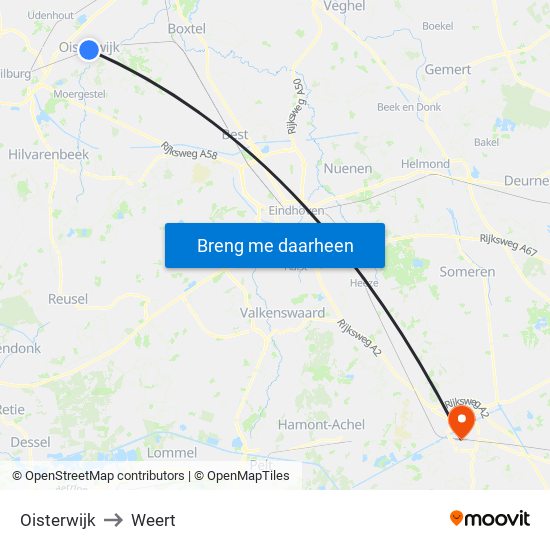 Oisterwijk to Weert map