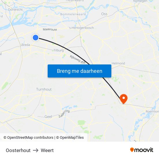 Oosterhout to Weert map