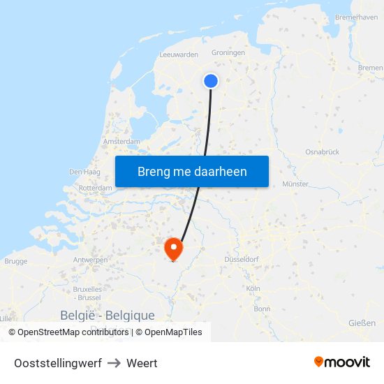 Ooststellingwerf to Weert map